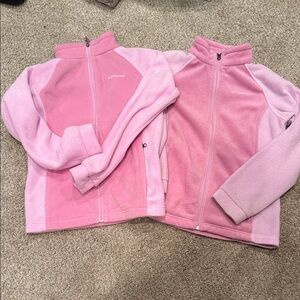 NOT 1 but 2 yes 2 pink Columbia fleece zip ups large kids